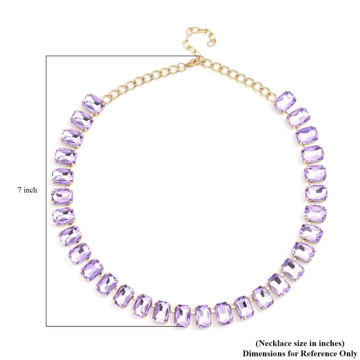 Purple Glass Tennis Necklace 20-22 Inches in Goldtone image number 4