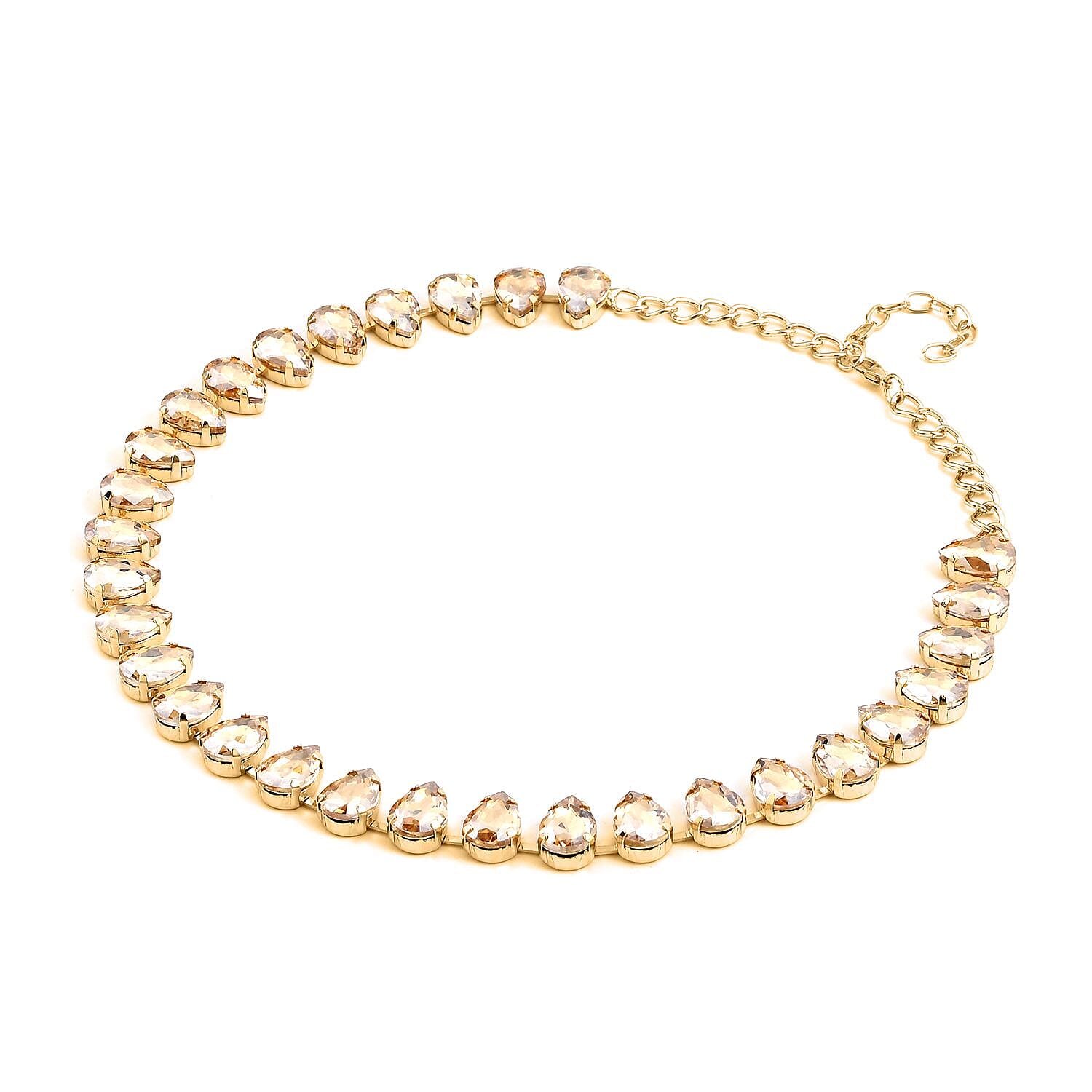 Champagne Glass Tennis Necklace 20-22 Inches in Goldtone