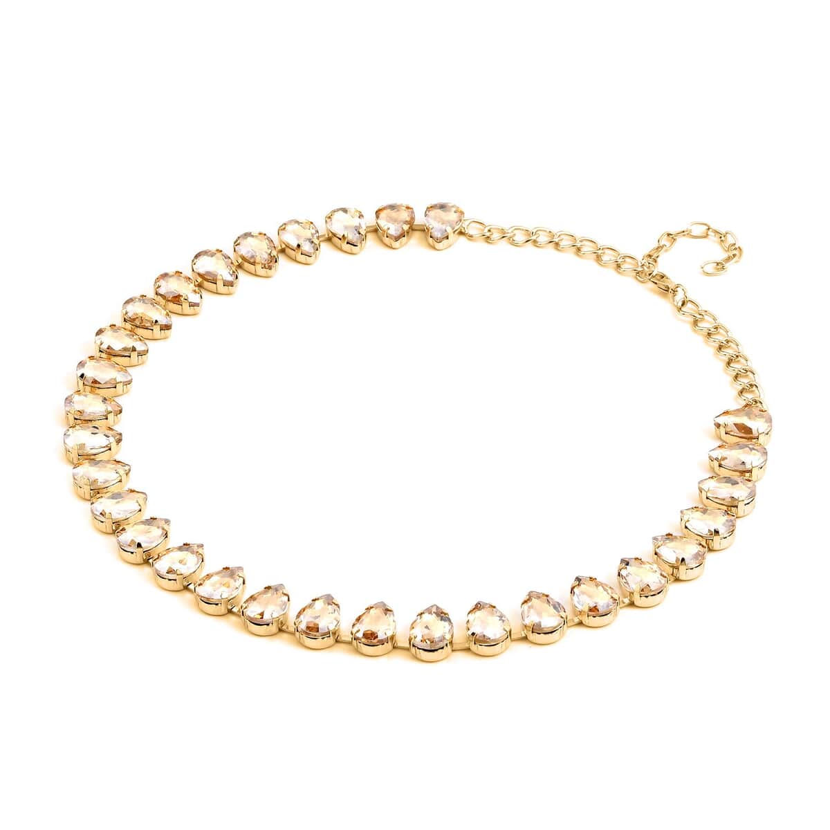 Champagne Glass Tennis Necklace 20-22 Inches in Goldtone image number 2