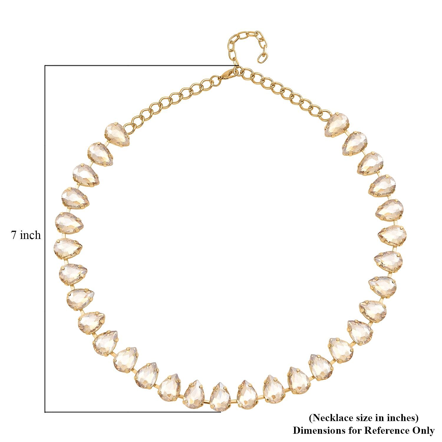 Champagne Glass Tennis Necklace 20-22 Inches in Goldtone