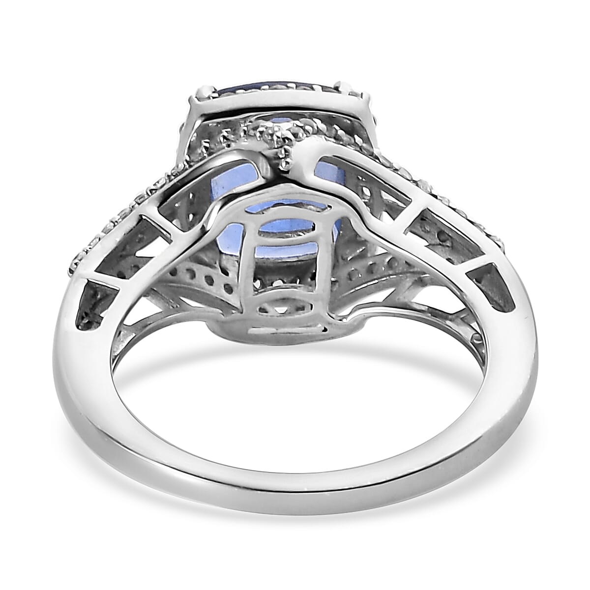 Color Change Fluorite and Natural White Zircon Ring in Platinum Over Sterling Silver 4.10 ctw image number 4