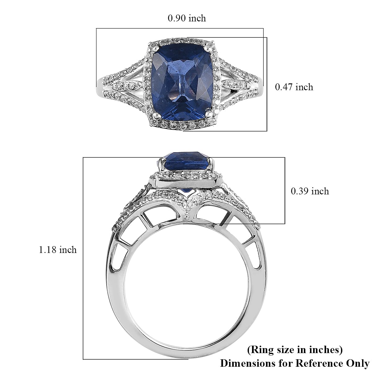 Color Change Fluorite and Natural White Zircon Ring in Platinum Over Sterling Silver 4.10 ctw image number 5