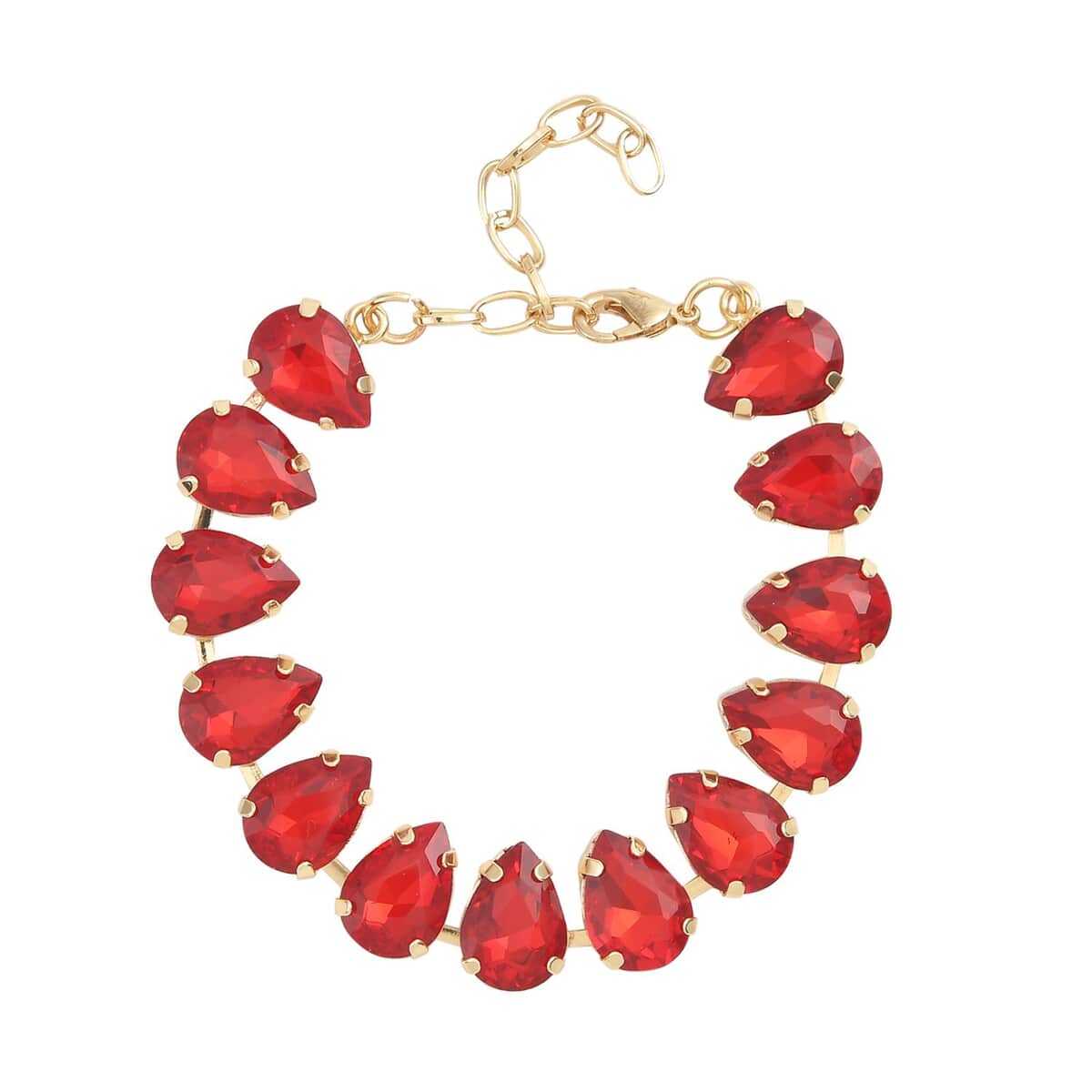 Simulated Ruby Tennis Bracelet in Goldtone (7.50-9.50In) image number 0