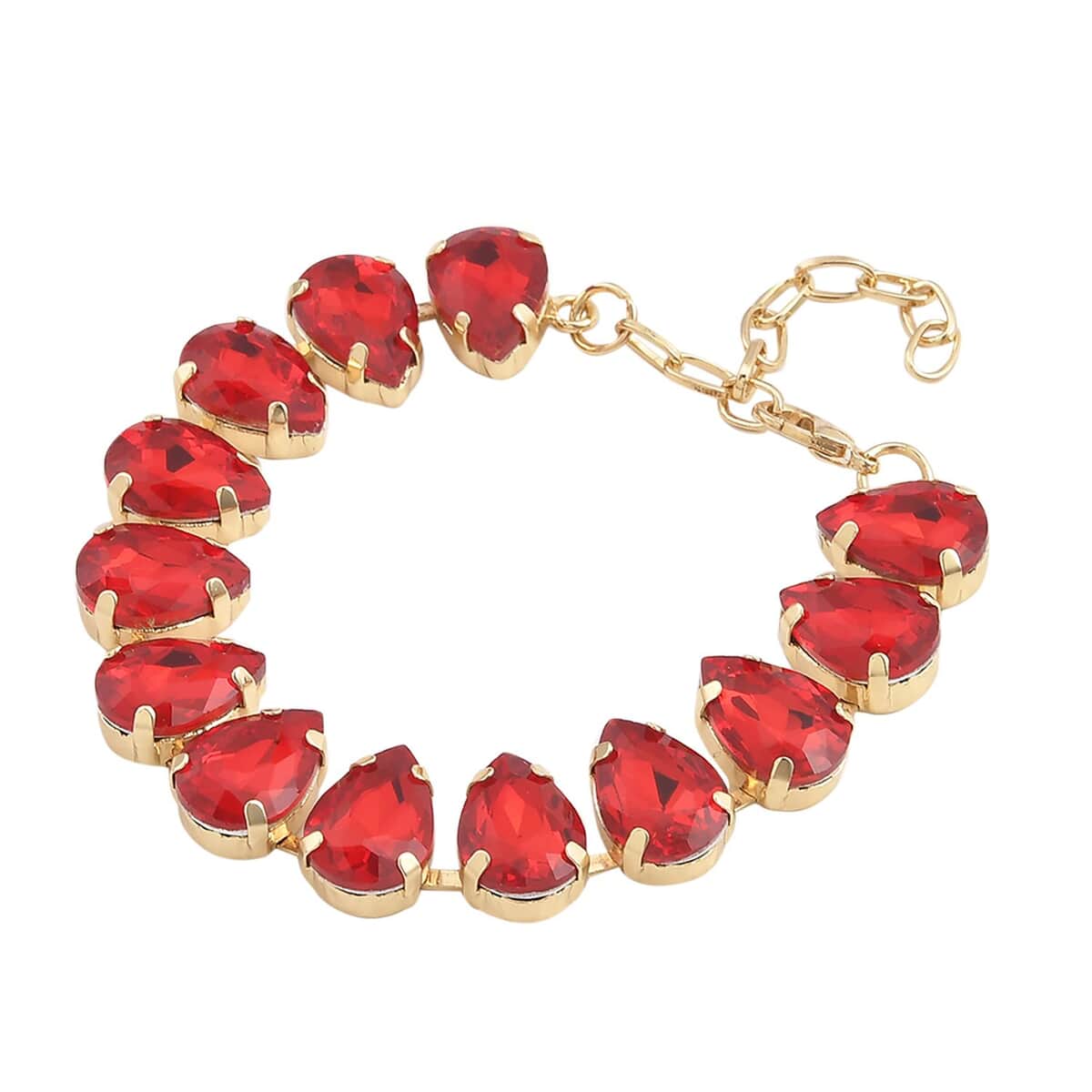 Simulated Ruby Tennis Bracelet in Goldtone (7.50-9.50In) image number 2