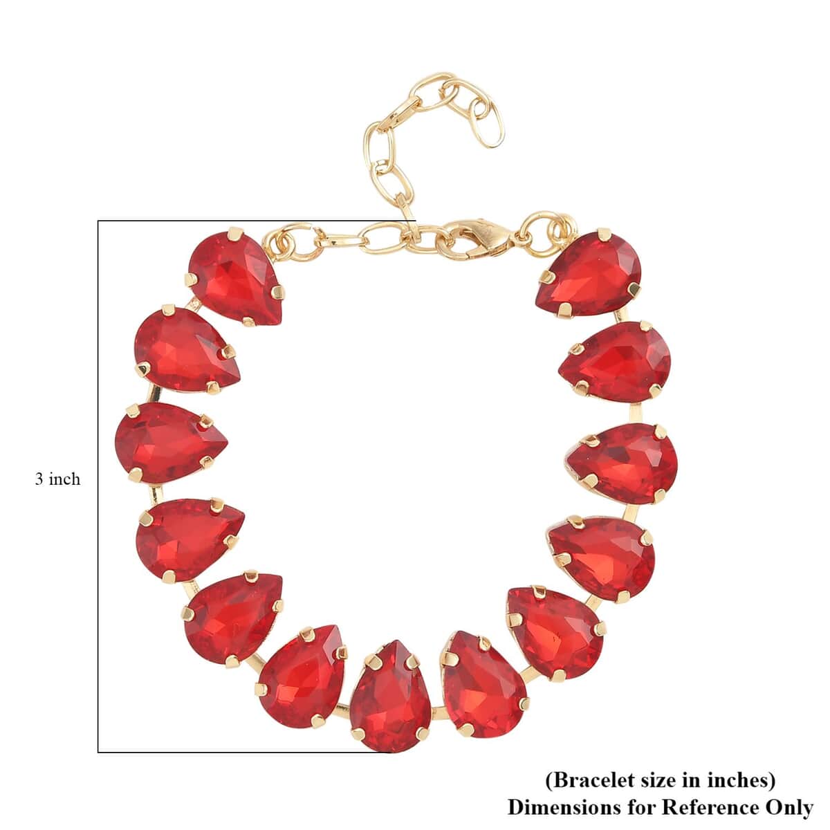 Simulated Ruby Tennis Bracelet in Goldtone (7.50-9.50In) image number 3