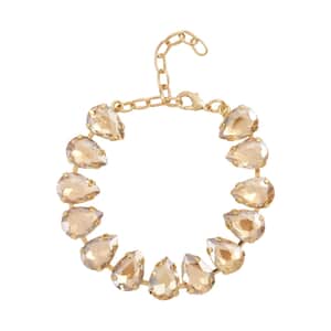 Simulated Champagne Quartz Tennis Bracelet in Goldtone (7.50-9.50In)