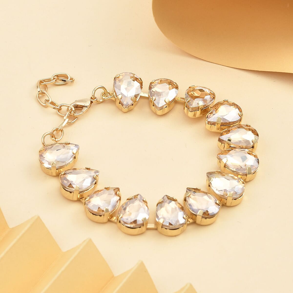 Simulated Champagne Quartz Tennis Bracelet in Goldtone (7.50-9.50In) image number 1