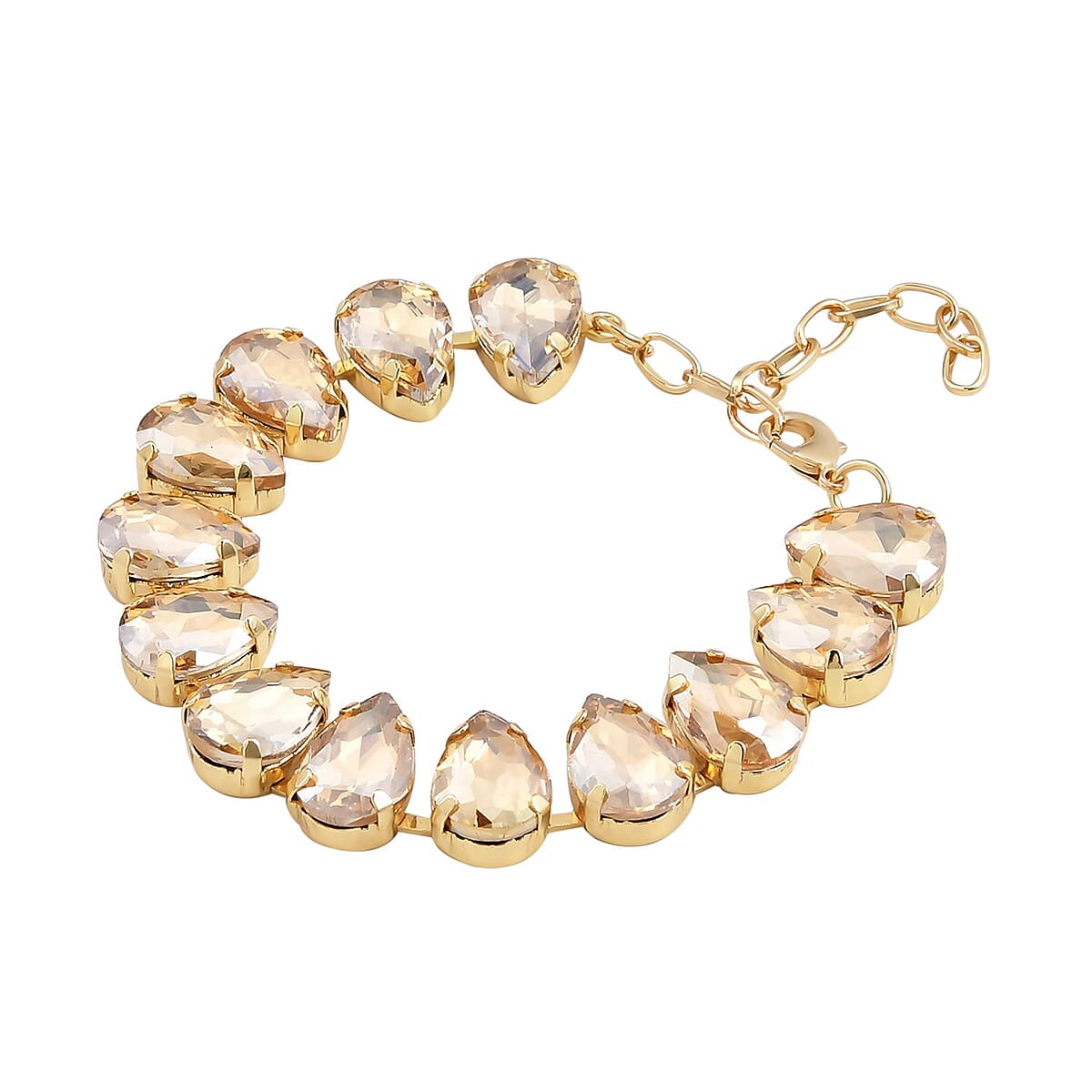 Simulated Champagne Quartz Tennis Bracelet in Goldtone (7.50-9.50In) image number 2