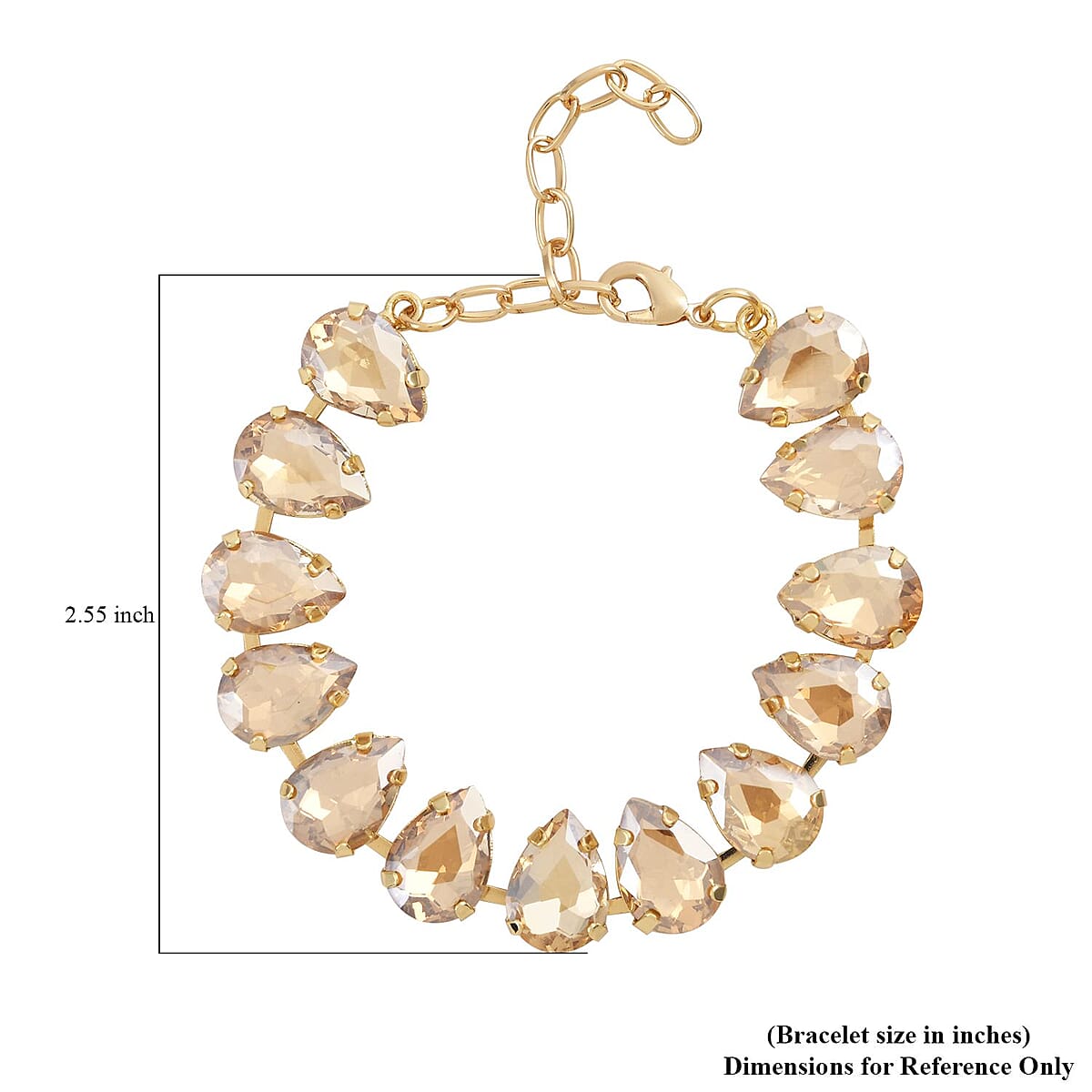 Simulated Champagne Quartz Tennis Bracelet in Goldtone (7.50-9.50In) image number 3