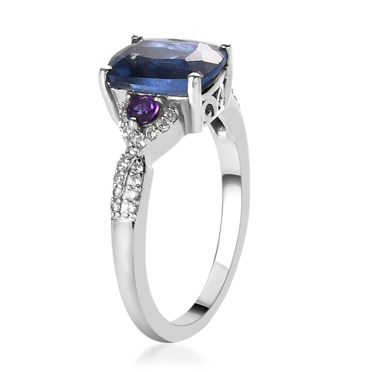 Color Change Fluorite and Multi Gemstone Ring in Platinum Over Sterling Silver 2.75 ctw image number 3