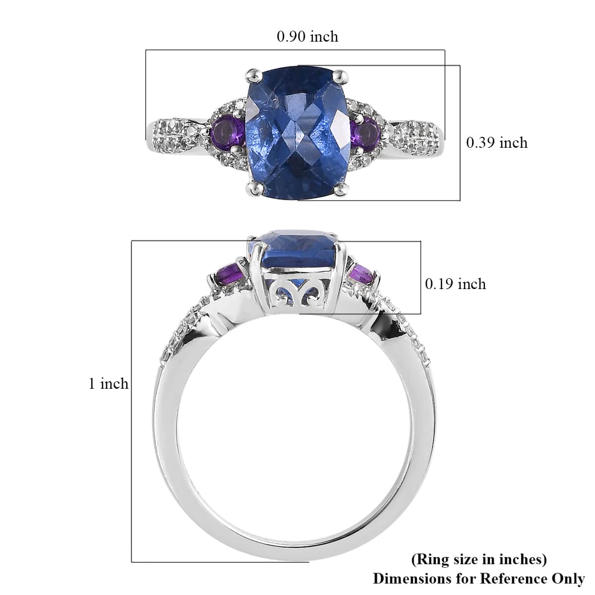 Color Change Fluorite and Multi Gemstone Ring in Platinum Over Sterling Silver 2.75 ctw image number 5