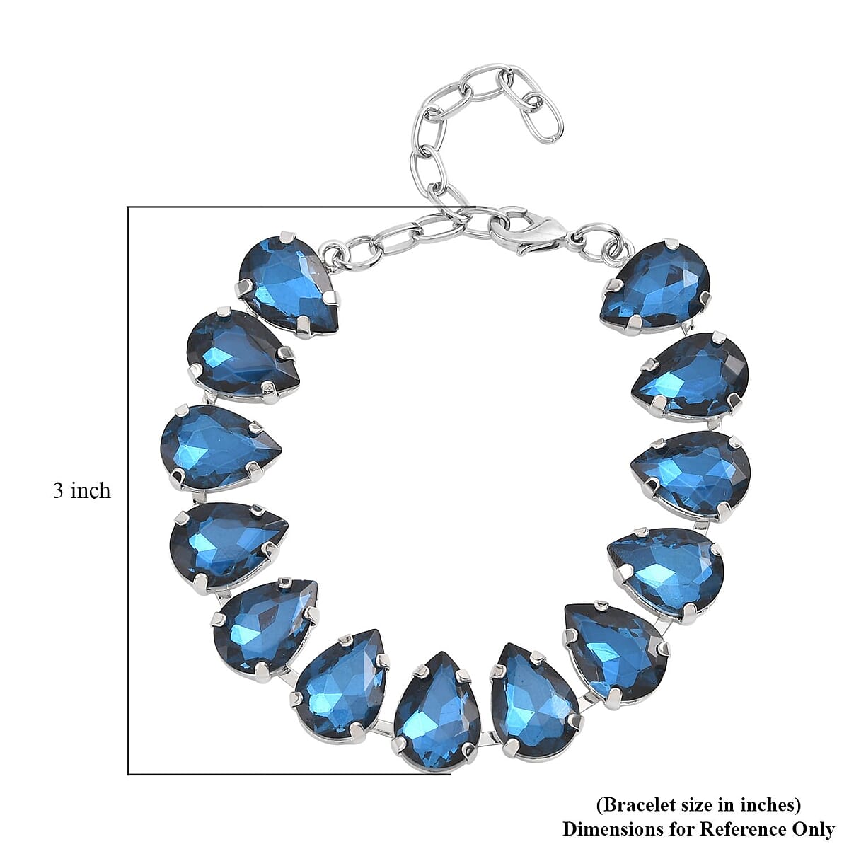 Simulated Blue Topaz Tennis Bracelet in Silvertone (7.50-9.50In) image number 3