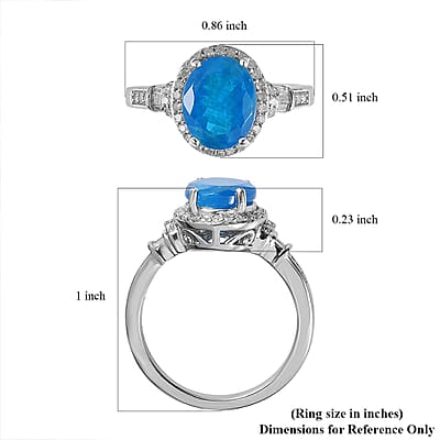 Malgache Neon Apatite and Diamond Ring in Platinum Over Sterling Silver (Size 10.0) 2.80 ctw