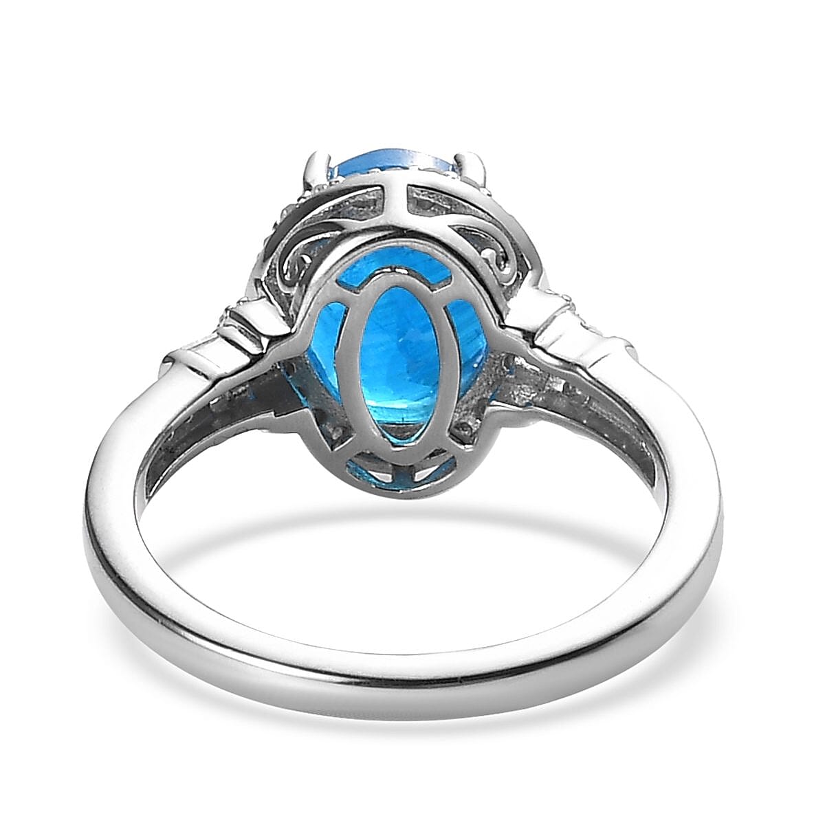 Malgache Neon Apatite and Diamond Ring in Platinum Over Sterling Silver (Size 6.0) 3.20 ctw (Delivery in 5-7 Business Days) image number 4