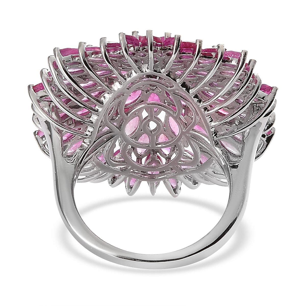 Niassa Ruby (FF) Cluster Ring in Platinum Over Sterling Silver (Size 6.0) 12.35 ctw