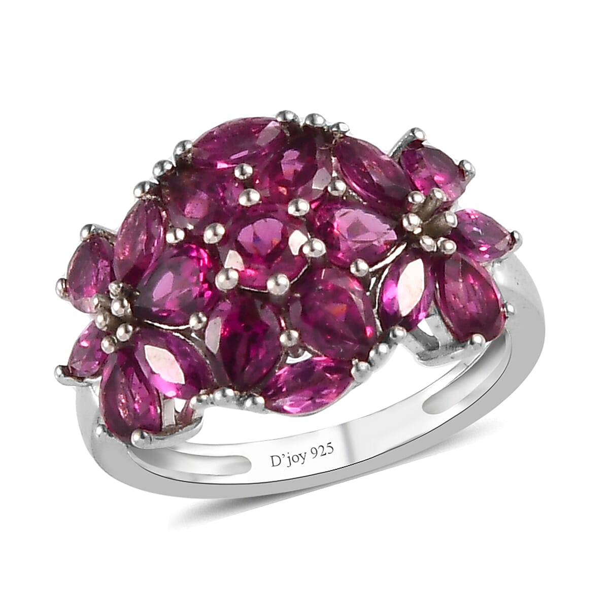 Orissa Rhodolite Garnet Ring in Platinum Over Sterling Silver (Size 5.0) 3.10 ctw