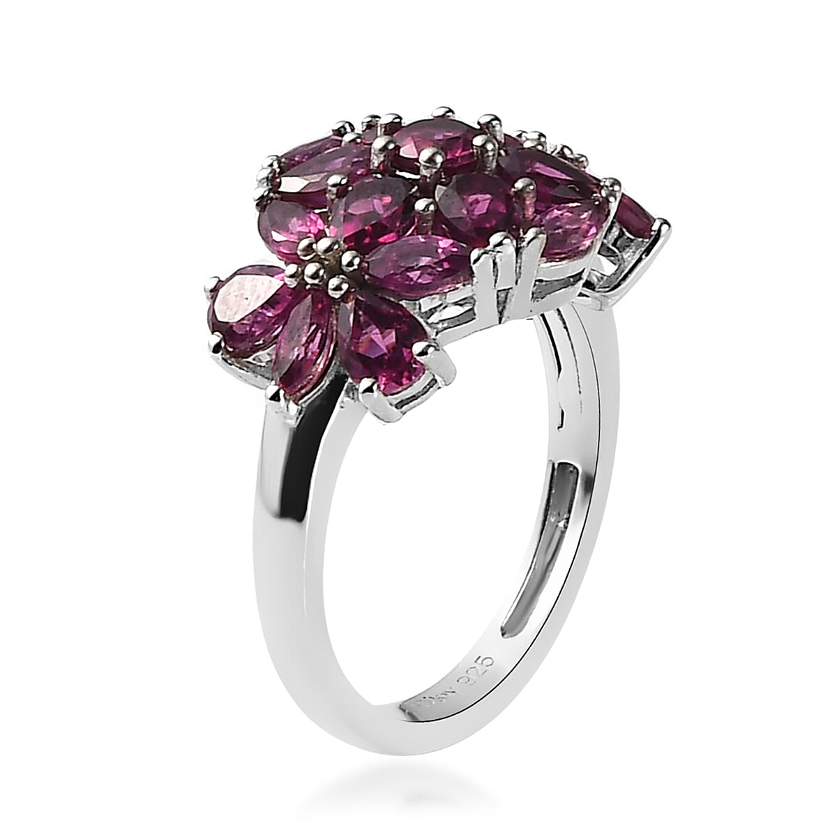 Orissa Rhodolite Garnet Ring in Platinum Over Sterling Silver (Size 5.0) 3.10 ctw