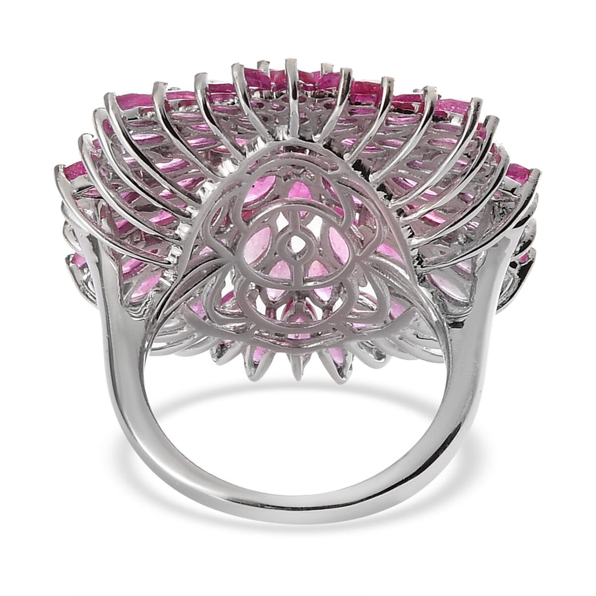 Niassa Ruby (FF) Cluster Ring in Platinum Over Sterling Silver (Size 7.0) 12.35 ctw image number 4