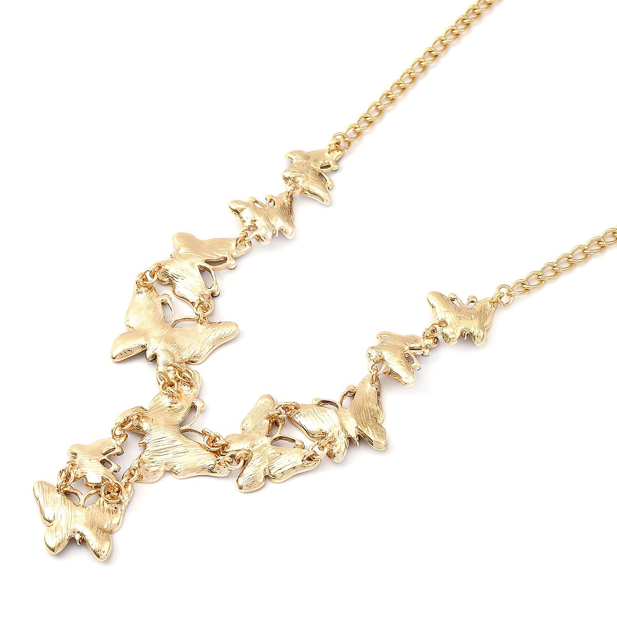 Multi Color Austrian Crystal Butterfly Necklace in Goldtone 20-22 Inches image number 3