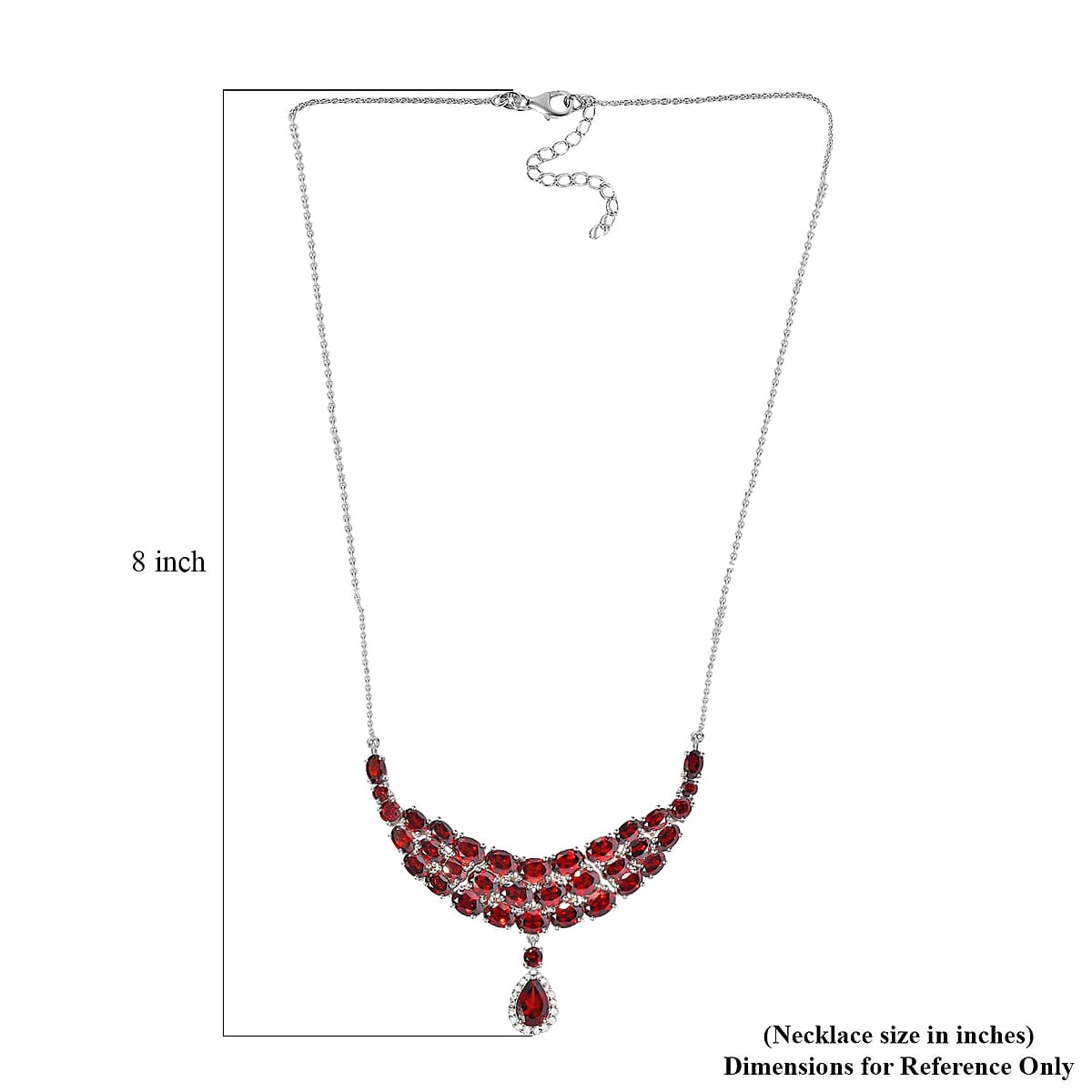 Mozambique Garnet and White Zircon Necklace 18-20 Inches in Platinum Over Sterling Silver 26.35 ctw image number 5