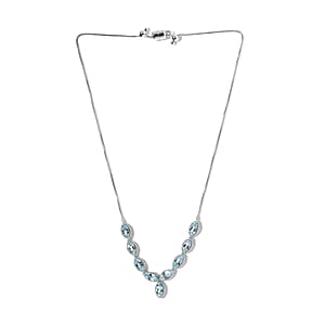 Premium Sky Blue Topaz 10.90 ctw Necklace in Rhodium Over Sterling Silver 19 Inches 