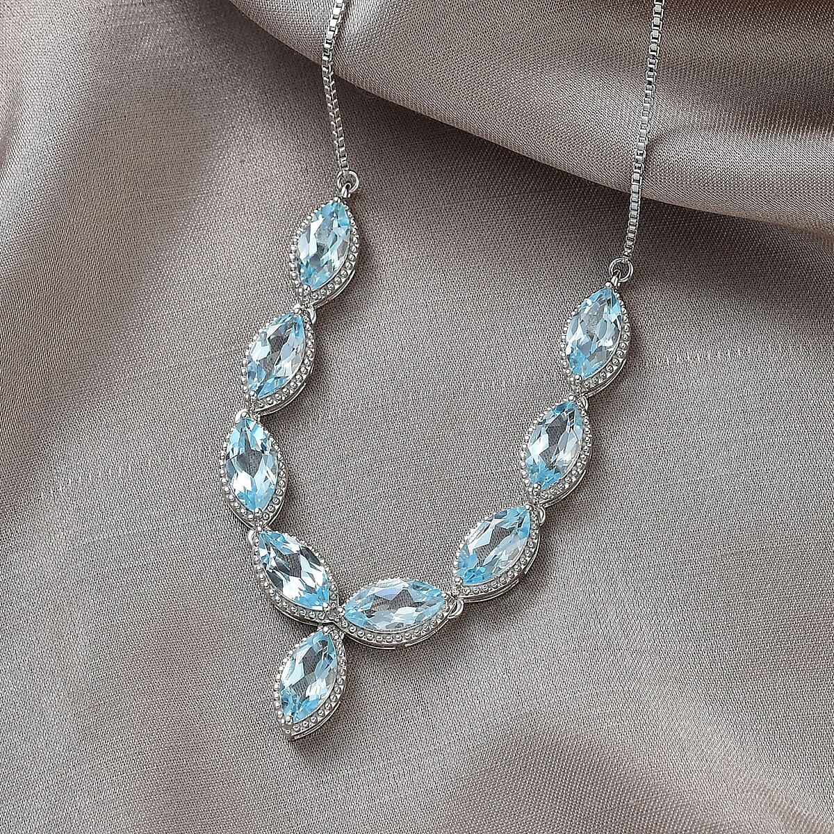 Premium Sky Blue Topaz 10.90 ctw Necklace in Rhodium Over Sterling Silver 19 Inches  image number 1
