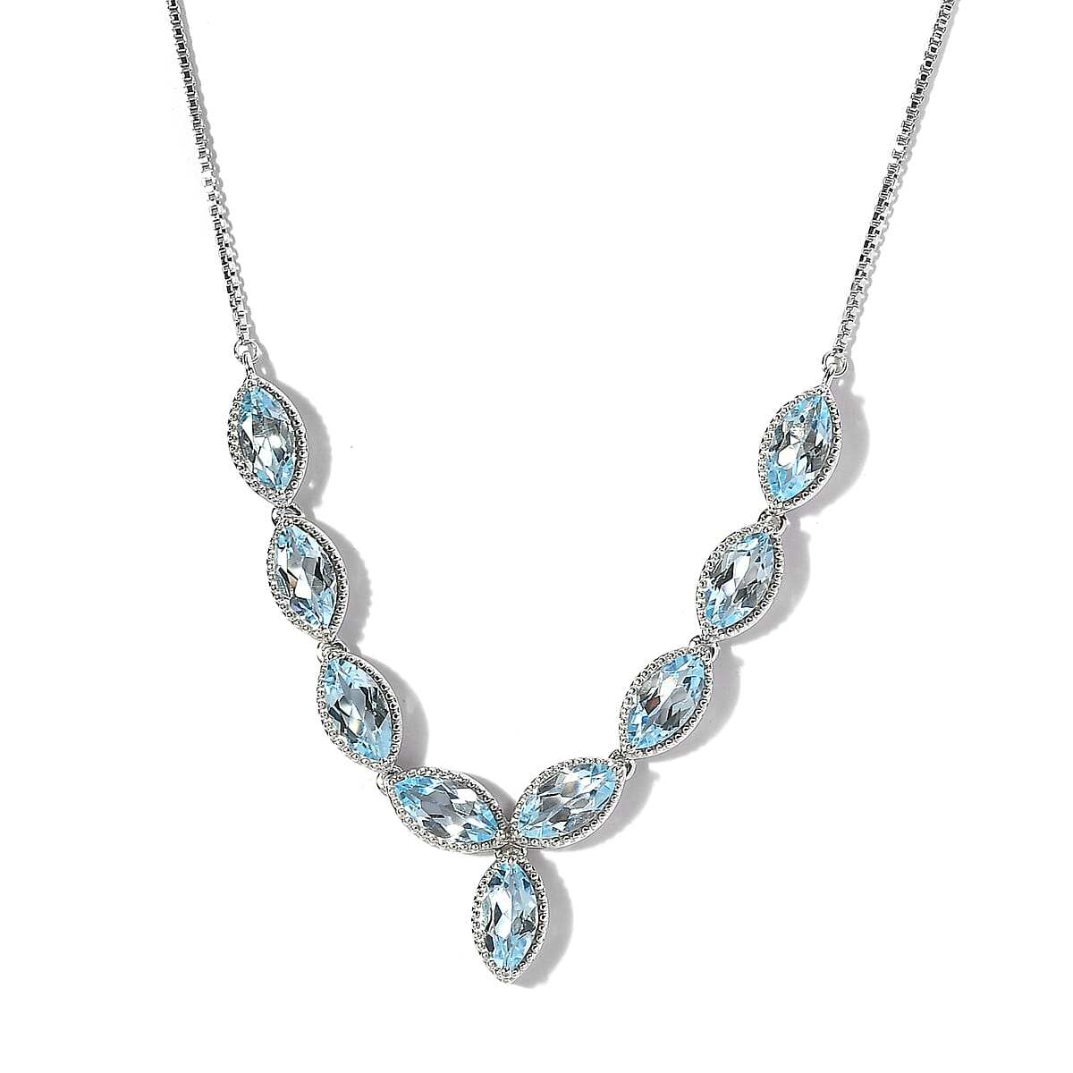 Premium Sky Blue Topaz 10.90 ctw Necklace in Rhodium Over Sterling Silver 19 Inches  image number 2