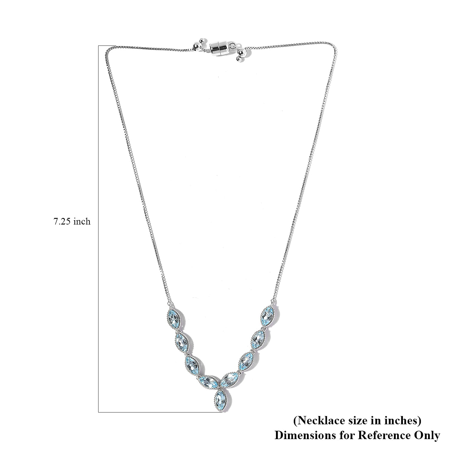 Premium Sky Blue Topaz 10.90 ctw Necklace in Rhodium Over Sterling Silver 19 Inches
