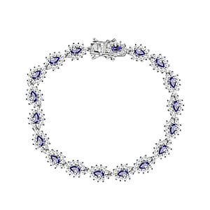 AAA Tanzanite Bracelet in Sterling Silver, Moissanite Bracelet, Anniversary Gifts For Her (8.00 In) 7.40 ctw