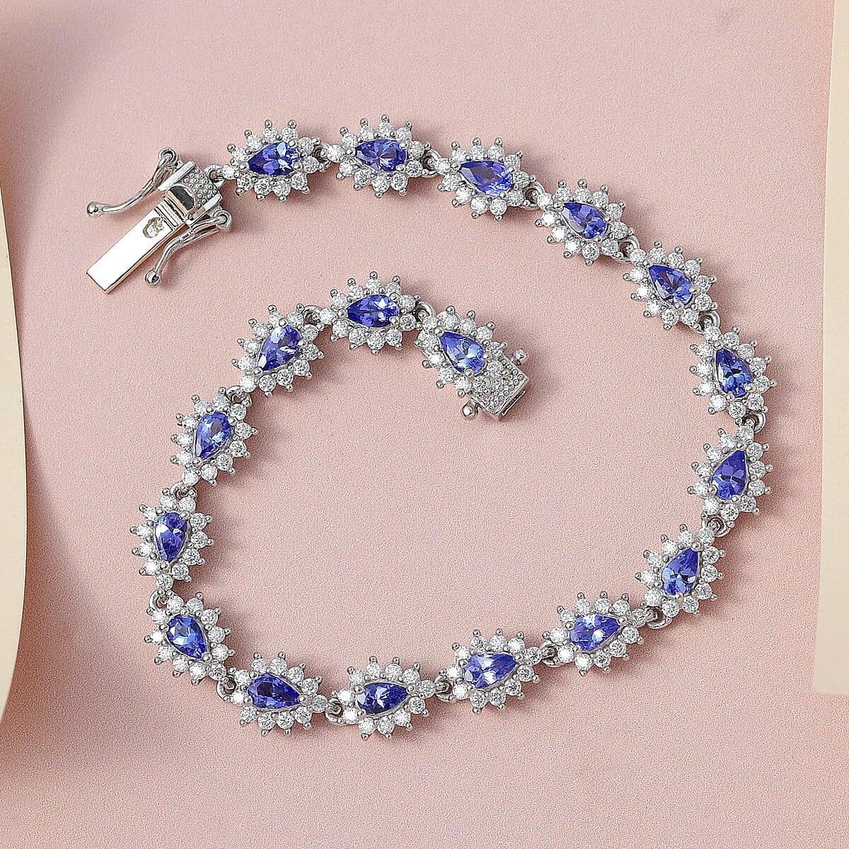 AAA Tanzanite Bracelet in Sterling Silver, Moissanite Bracelet, Anniversary Gifts For Her (8.00 In) 7.40 ctw image number 1