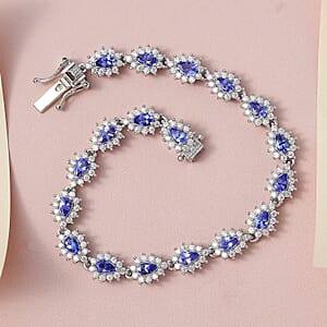 AAA Tanzanite Bracelet in Sterling Silver, Moissanite Bracelet, Anniversary Gifts For Her (8.00 In) 7.40 ctw