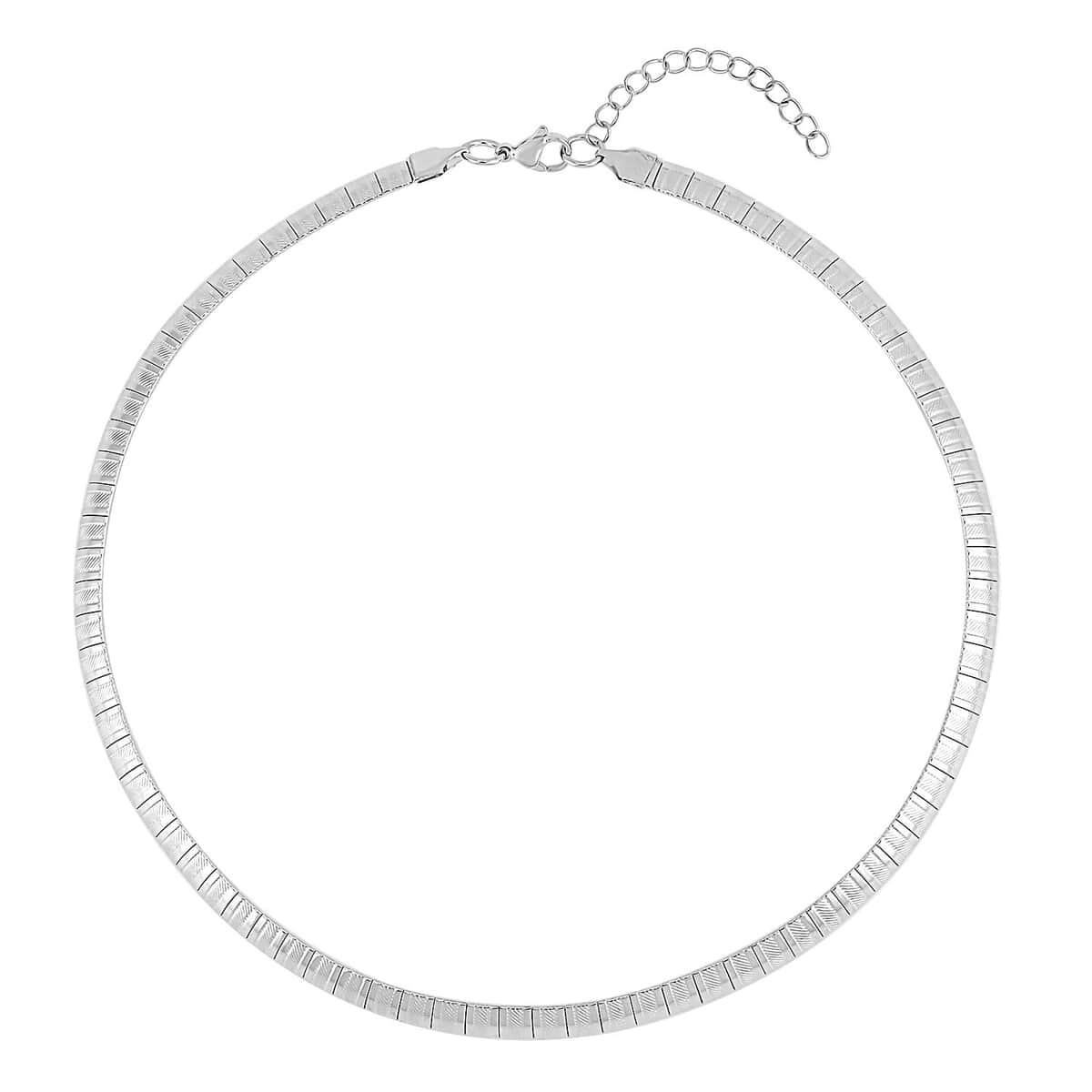 Stripe Textured Omega Chain Necklace (18-20 Inches) in Stainless Steel (21 g) , Tarnish-Free, Waterproof, Sweat Proof Jewelry image number 0