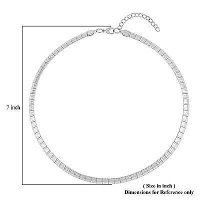 Stripe Textured Omega Chain Necklace (18-20 Inches) in Stainless Steel (21 g) , Tarnish-Free, Waterproof, Sweat Proof Jewelry