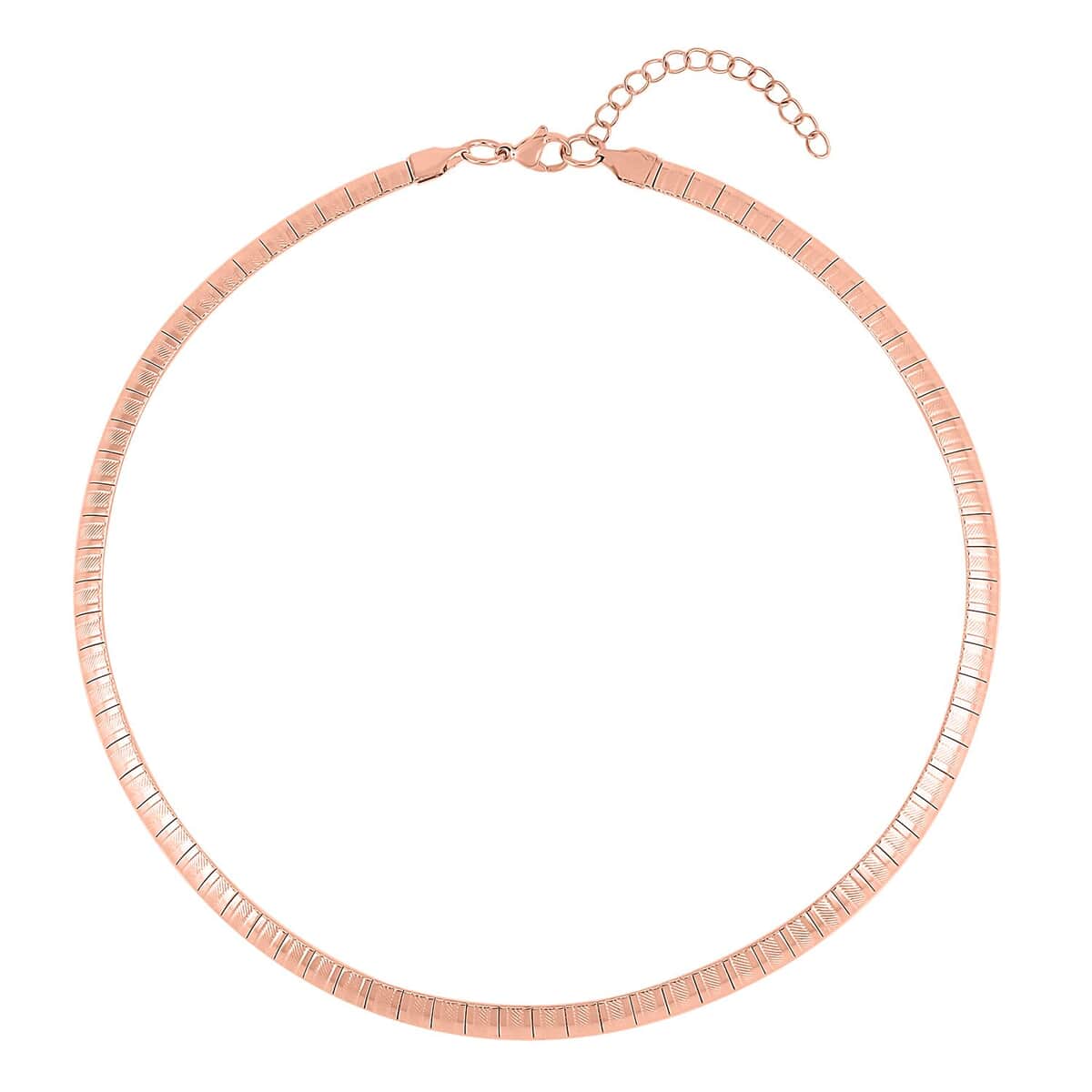 Stripe Textured Omega Chain Necklace (18-20 Inches) in ION Plated RG Stainless Steel (21 g) , Tarnish-Free, Waterproof, Sweat Proof Jewelry image number 0