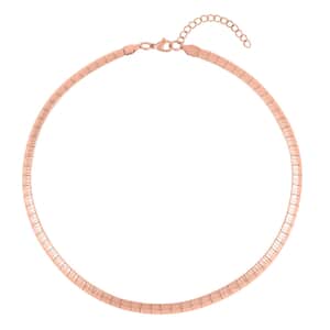 Stripe Textured Omega Chain Necklace (18-20 Inches) in ION Plated RG Stainless Steel (21 g) , Tarnish-Free, Waterproof, Sweat Proof Jewelry
