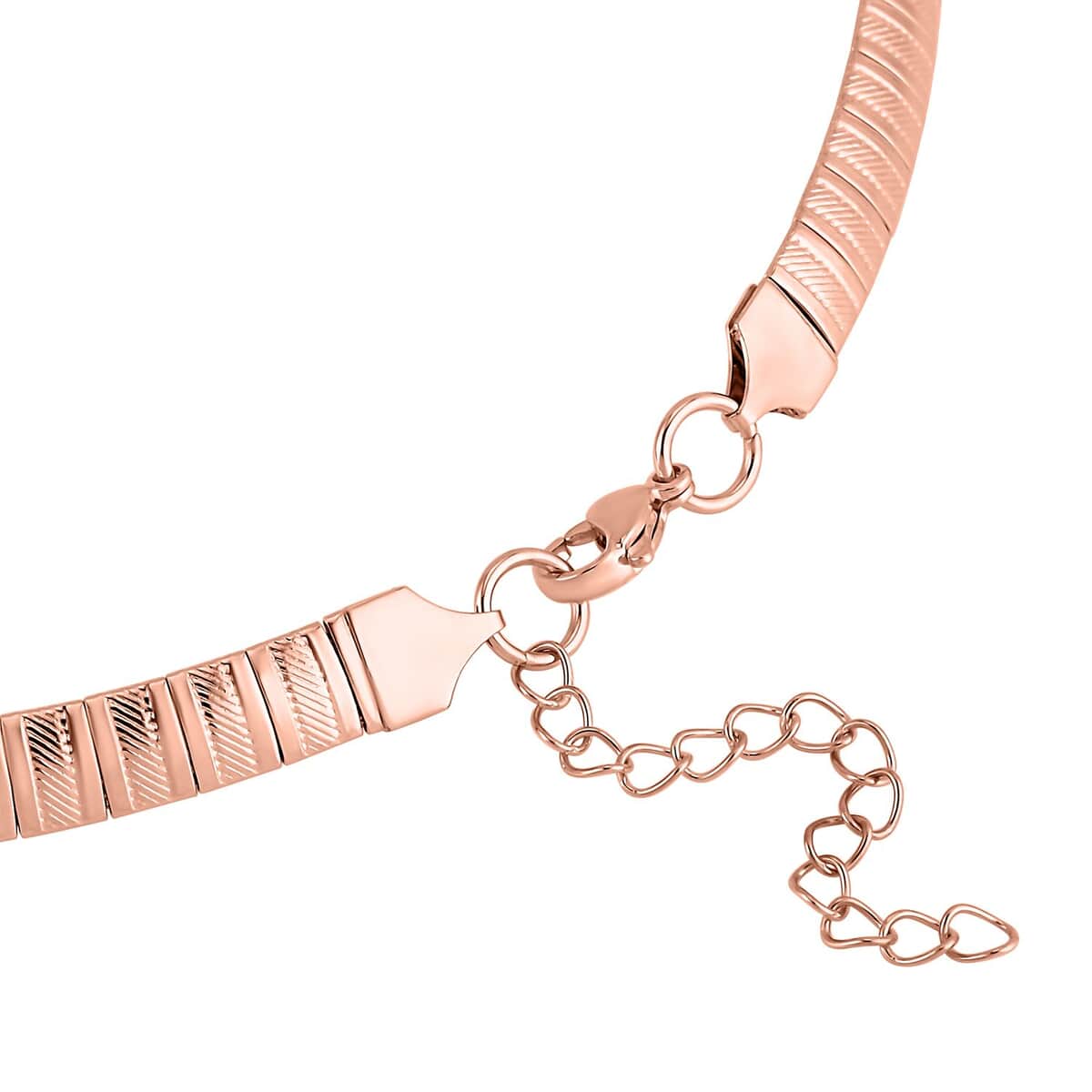 Stripe Textured Omega Chain Necklace (18-20 Inches) in ION Plated RG Stainless Steel (21 g) , Tarnish-Free, Waterproof, Sweat Proof Jewelry image number 2