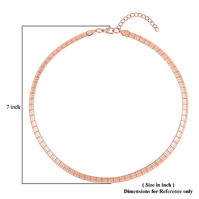 Stripe Textured Omega Chain Necklace (18-20 Inches) in ION Plated RG Stainless Steel (21 g) , Tarnish-Free, Waterproof, Sweat Proof Jewelry
