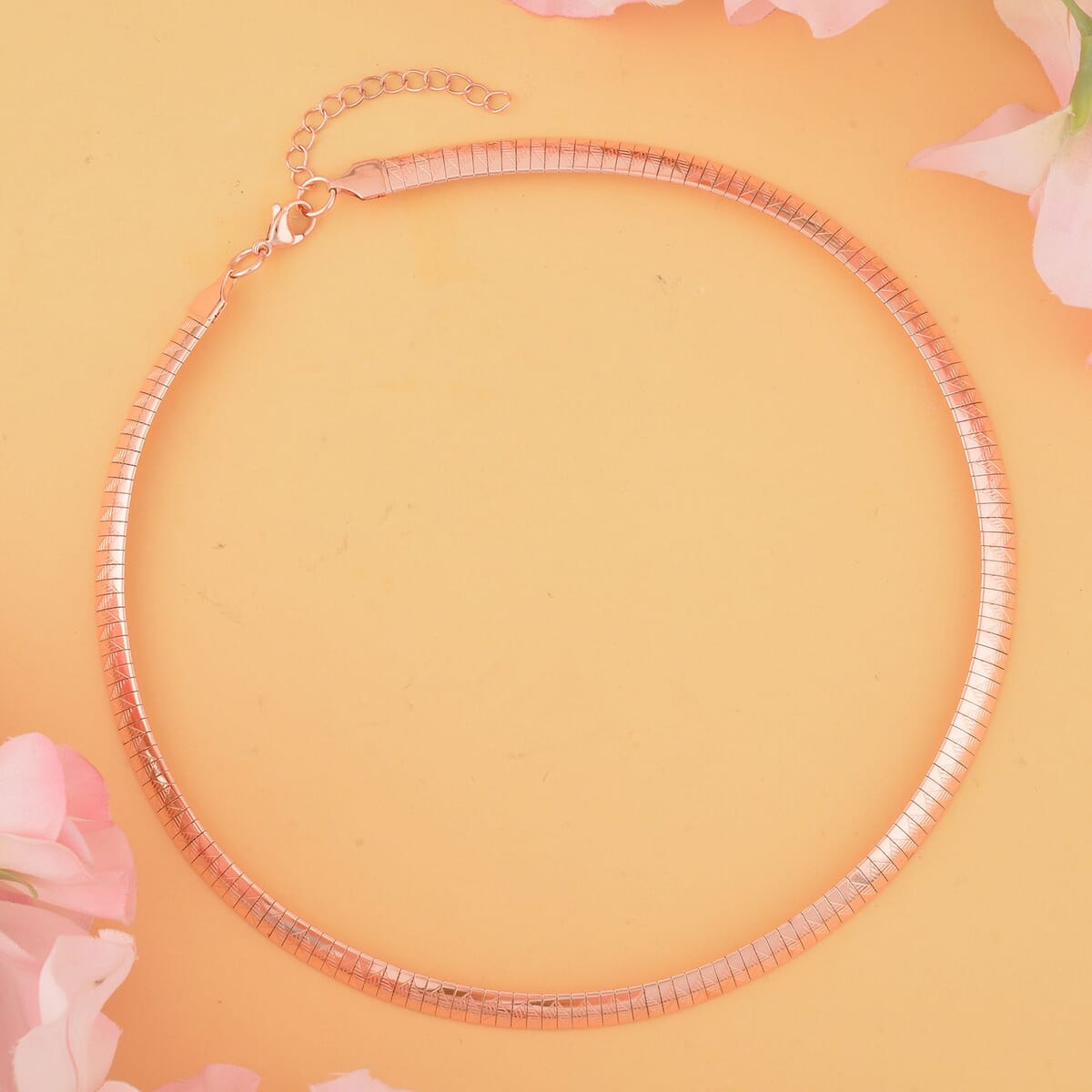 Omega Chain Necklace (18-20 Inches) in ION Plated RG Stainless Steel | Tarnish-Free, Waterproof, Sweat Proof Jewelry image number 1
