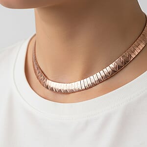 Omega Chain Necklace (18-20 Inches) in ION Plated RG Stainless Steel | Tarnish-Free, Waterproof, Sweat Proof Jewelry