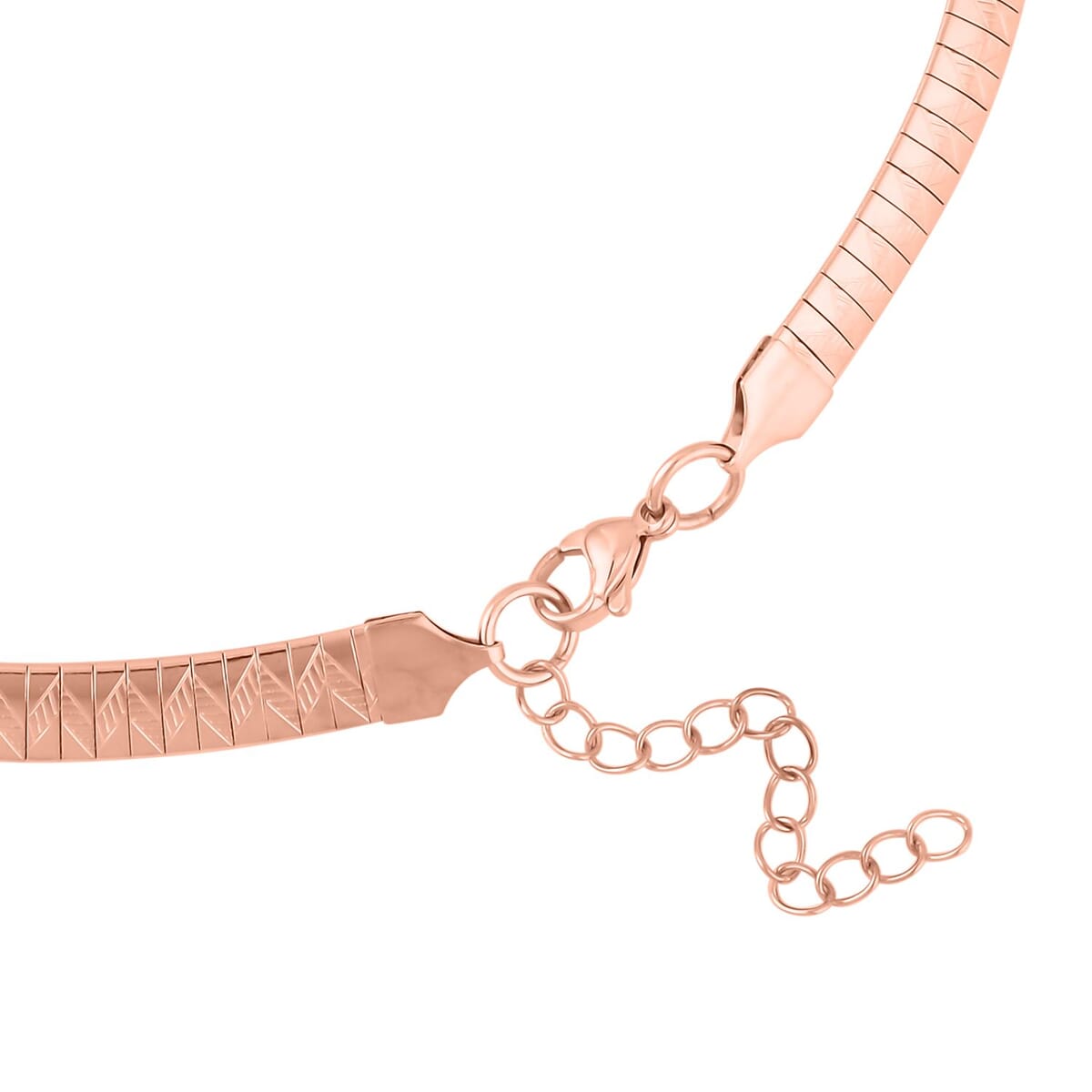 Omega Chain Necklace (18-20 Inches) in ION Plated RG Stainless Steel | Tarnish-Free, Waterproof, Sweat Proof Jewelry image number 4