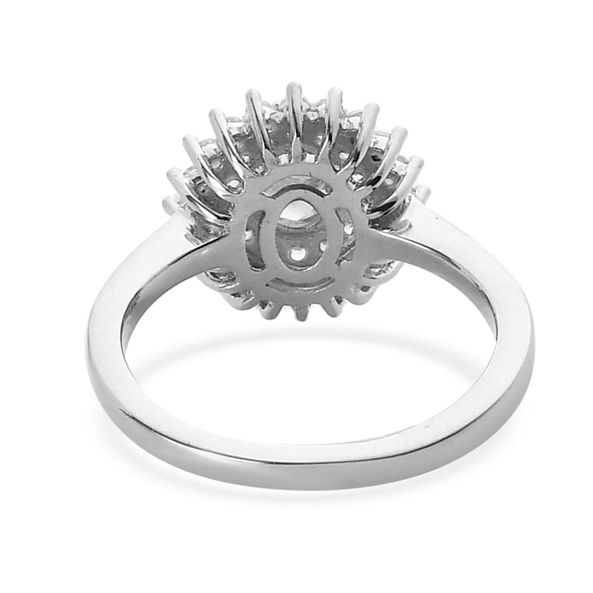 Ambanja Demantoid Garnet and White Zircon Sunburst Ring in Platinum Over Sterling Silver (Size 10.0) 1.00 ctw image number 4