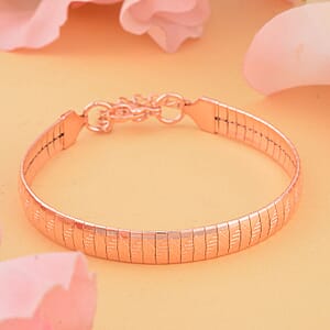 Zig Zag Texture Omega Chain Bracelet (7.50-9.50Inches) in ION Plated RG Stainless Steel , Tarnish-Free, Waterproof, Sweat Proof Jewelry