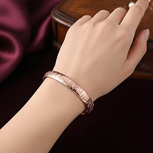 Zig Zag Texture Omega Chain Bracelet (7.50-9.50Inches) in ION Plated RG Stainless Steel , Tarnish-Free, Waterproof, Sweat Proof Jewelry