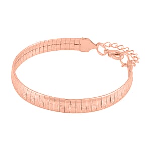 Zig Zag Texture Omega Chain Bracelet (7.50-9.50Inches) in ION Plated RG Stainless Steel , Tarnish-Free, Waterproof, Sweat Proof Jewelry