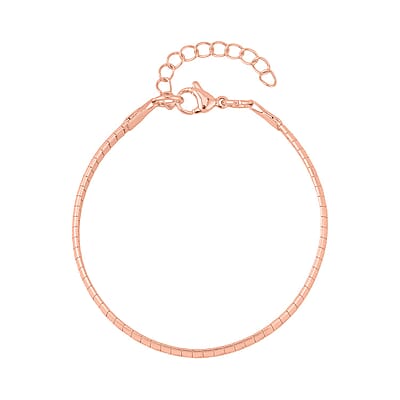 Zig Zag Texture Omega Chain Bracelet (7.50-9.50Inches) in ION Plated RG Stainless Steel , Tarnish-Free, Waterproof, Sweat Proof Jewelry