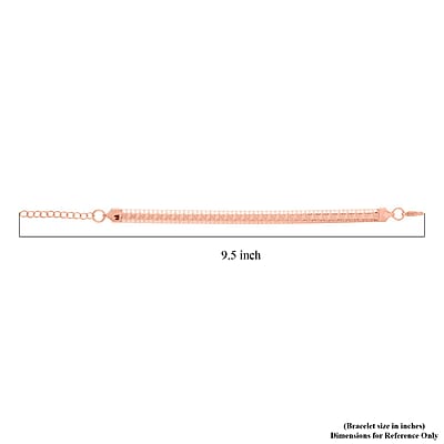 Zig Zag Texture Omega Chain Bracelet (7.50-9.50Inches) in ION Plated RG Stainless Steel , Tarnish-Free, Waterproof, Sweat Proof Jewelry