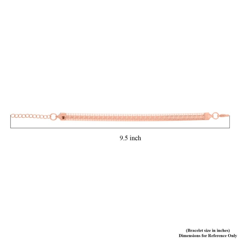 Zig Zag Texture Omega Chain Bracelet (7.50-9.50Inches) in ION Plated RG Stainless Steel , Tarnish-Free, Waterproof, Sweat Proof Jewelry