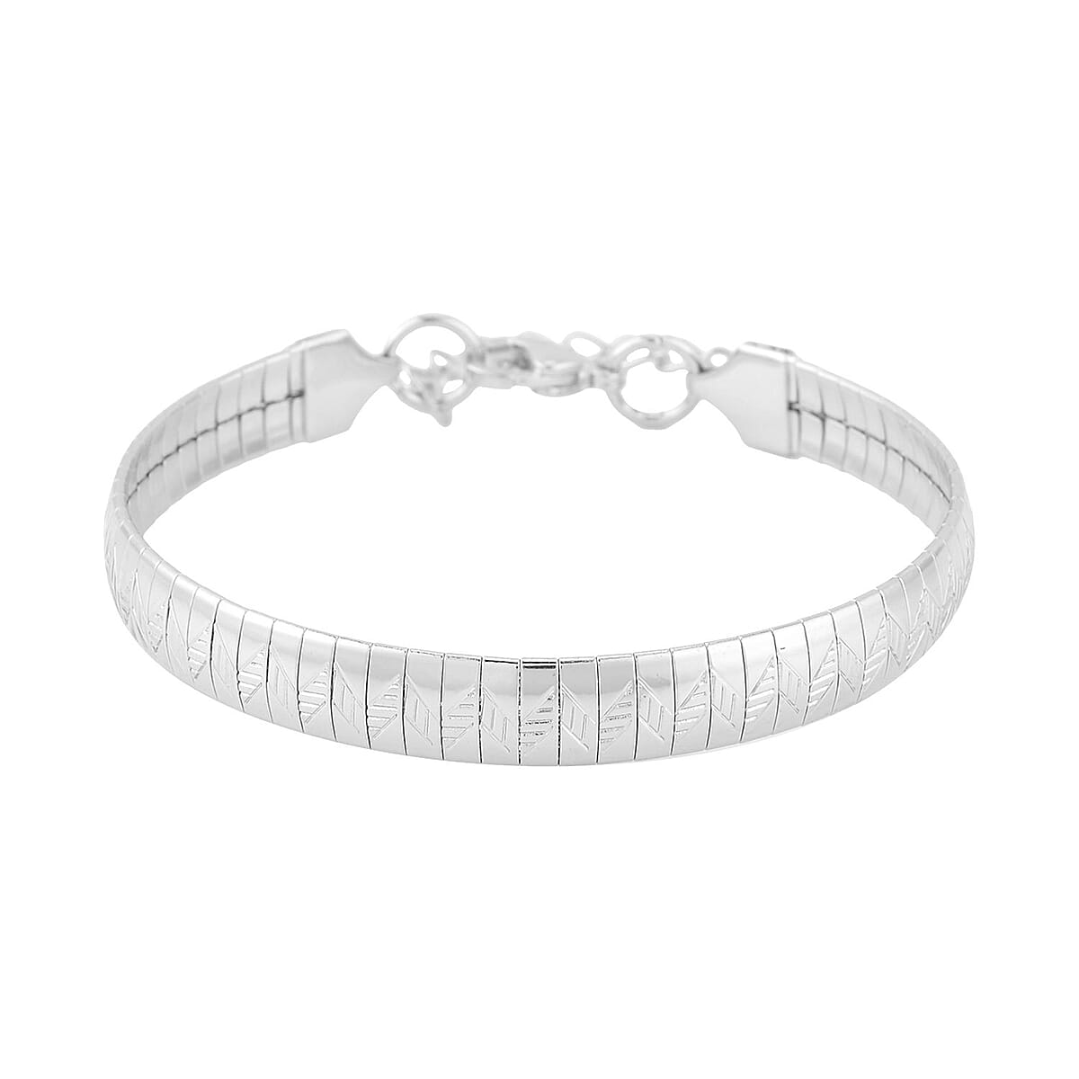 Zig Zag Texture Omega Chain Bracelet (7.50-9.50Inches) in Stainless Steel | Tarnish-Free, Waterproof, Sweat Proof Jewelry image number 0