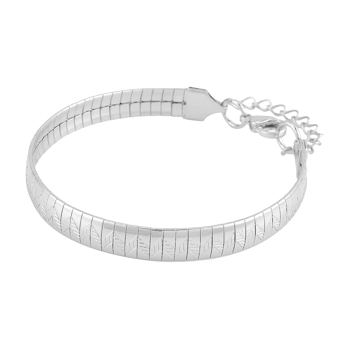Zig Zag Texture Omega Chain Bracelet (7.50-9.50Inches) in Stainless Steel | Tarnish-Free, Waterproof, Sweat Proof Jewelry image number 2