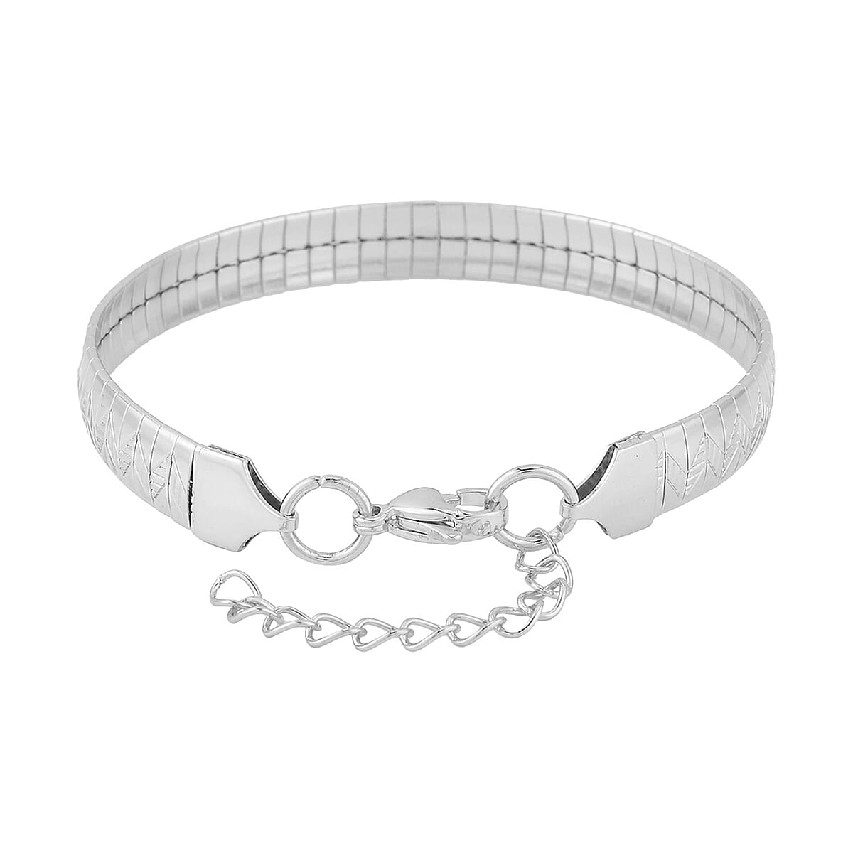 Zig Zag Texture Omega Chain Bracelet (7.50-9.50Inches) in Stainless Steel | Tarnish-Free, Waterproof, Sweat Proof Jewelry image number 3